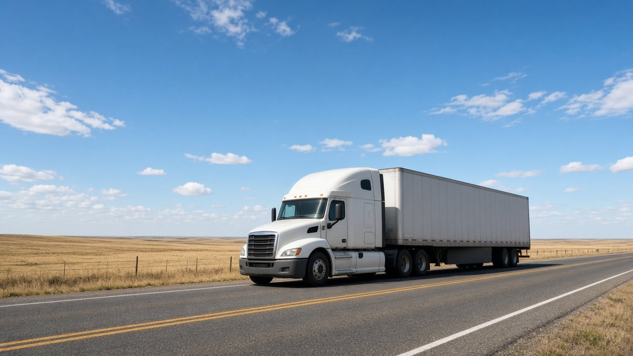 Semi truck driving on an open highway, a carrier kept alive by LFS Shield