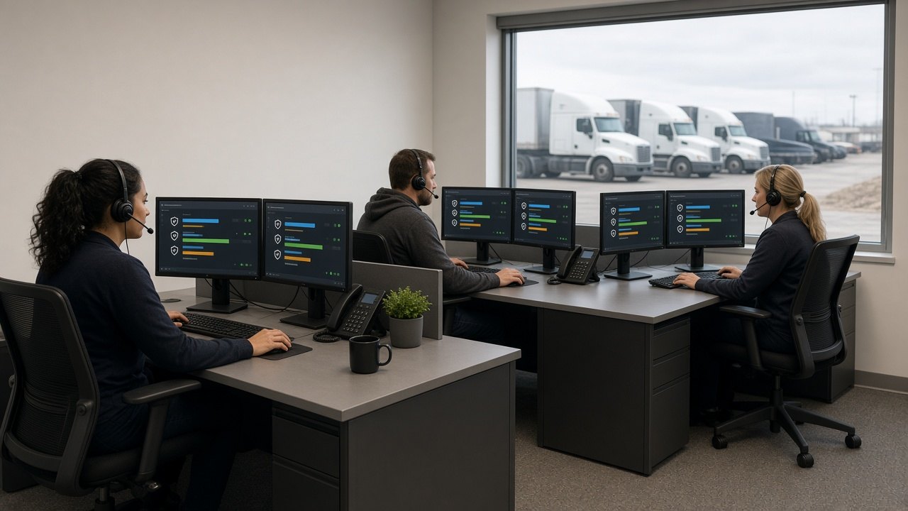 Dispatch company team at their desks working loads in LFS AOS with MT