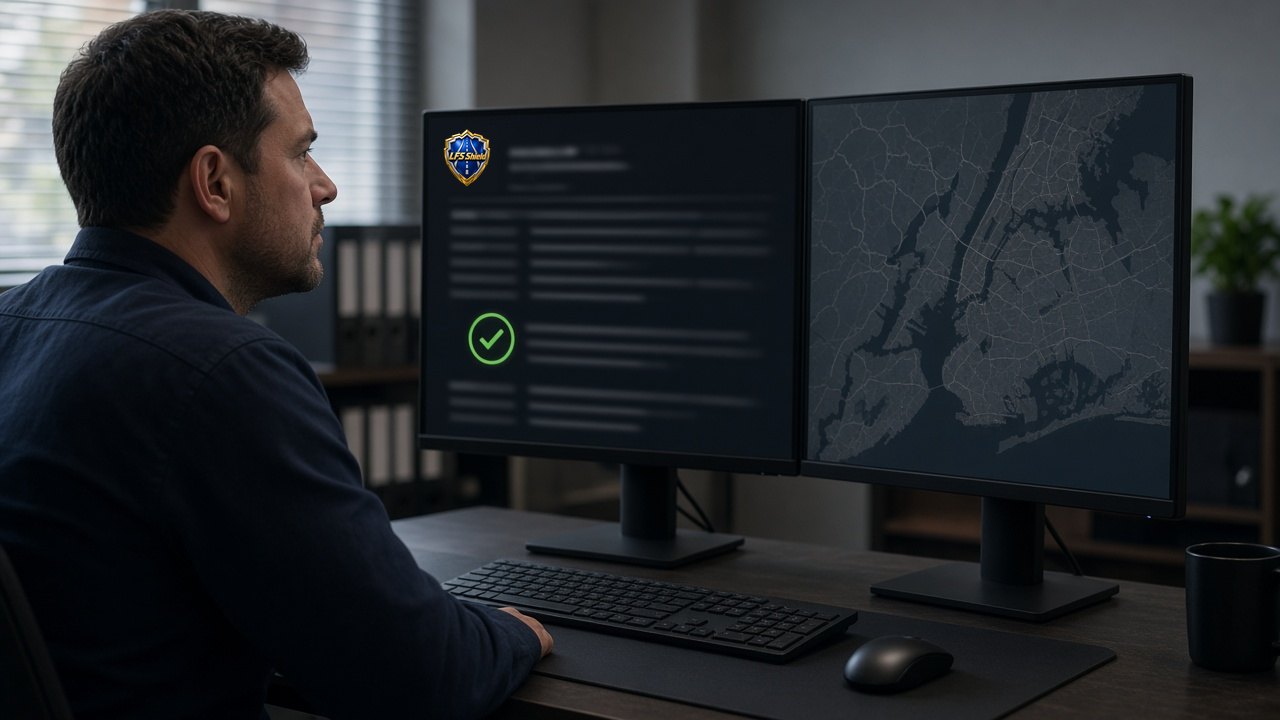 Dispatcher at two monitors looking up a new broker in LFS AOS with MT
