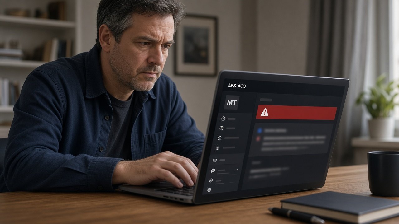 Carrier at a desk checking a suspicious broker email with LFS Shield inside LFS AOS with MT